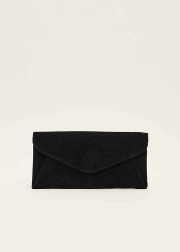 Phase Eight Wendie Suede Envelope Bags Black Australia | LJ2043675